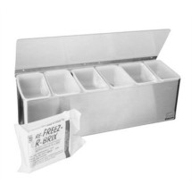 Franklin Machine Products  150-3533 Stainless Steel 6-Section Condiment Tray with Plex Lid