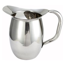 Winco WPB-2C Stainless Steel Deluxe 2 Qt. Bell Water Pitcher with Ice Catcher