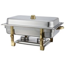 Winco 201 8 Qt Malibu Oblong Chafer with Gold Accents