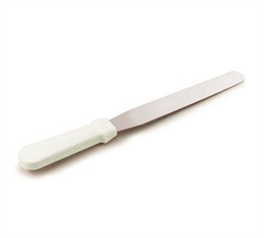 TableCraft 4208 Stainless Steel Icing Spatula with White ABS Handle 8"