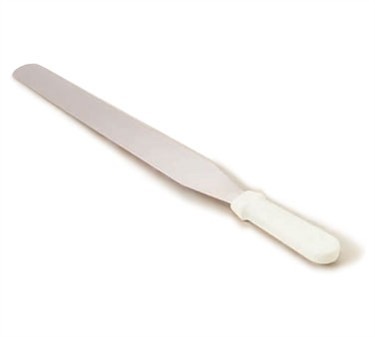 TableCraft 4214 Stainless Steel Icing Spatula with White ABS Handle 14"