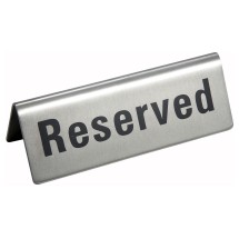 Winco RVS-4 Stainless Steel &quot;Reserved&quot; Sign 4-3/4&quot; x 1-3/4&quot;