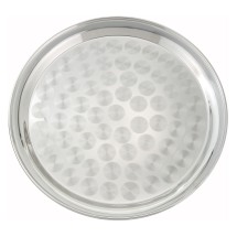 Winco STRS-12 Stainless Steel Round Swirl Service Tray 12&quot;