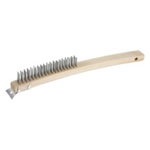 Winco BR-319 Steel-Bristled Wire Brush with Wood Handle 19&quot;