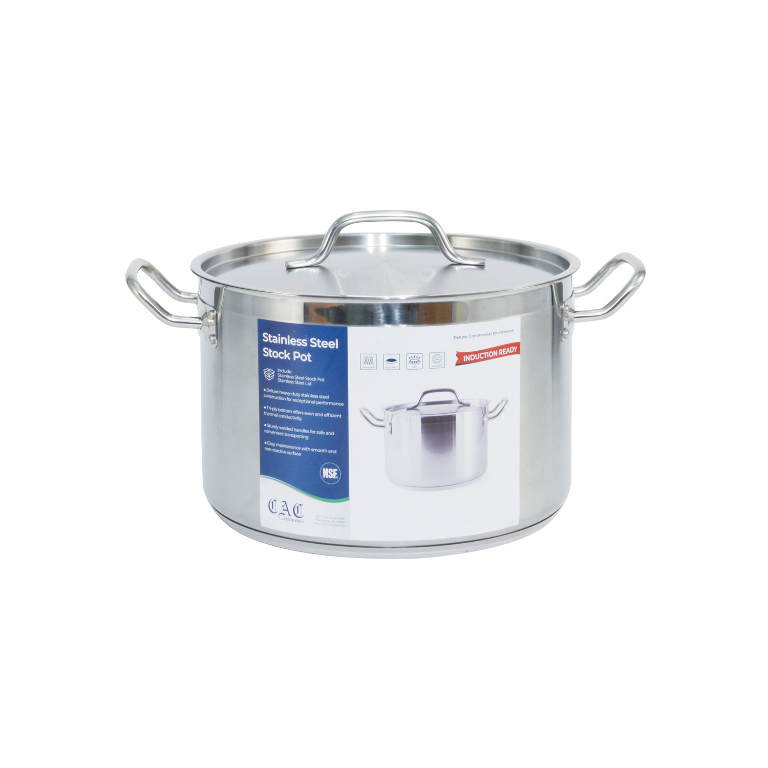 CAC China STKP-12 Stainless Steel Stock Pot with Lid 12 Qt.