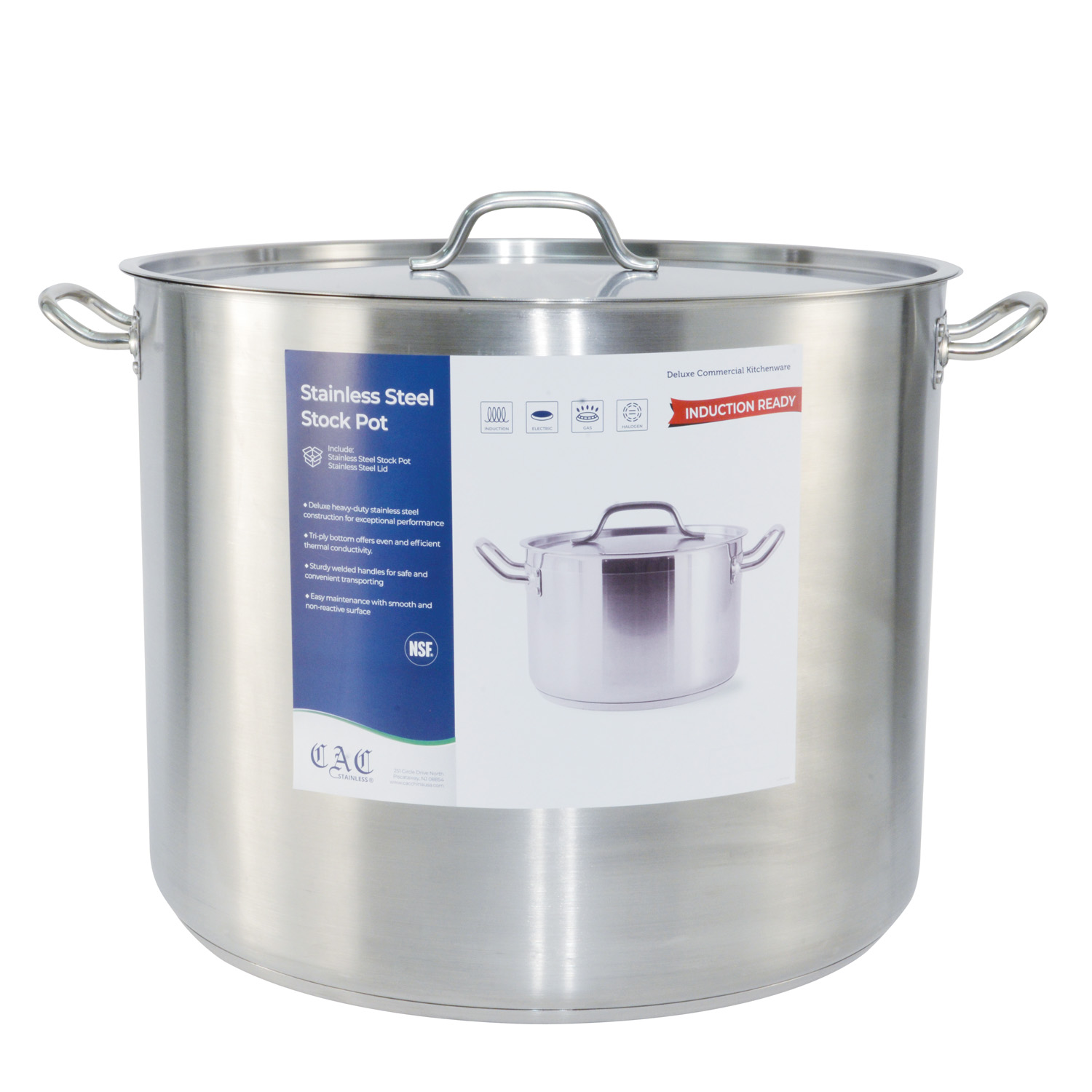 CAC China STKP-83 Stainless Steel Stock Pot with Lid 83 Qt.