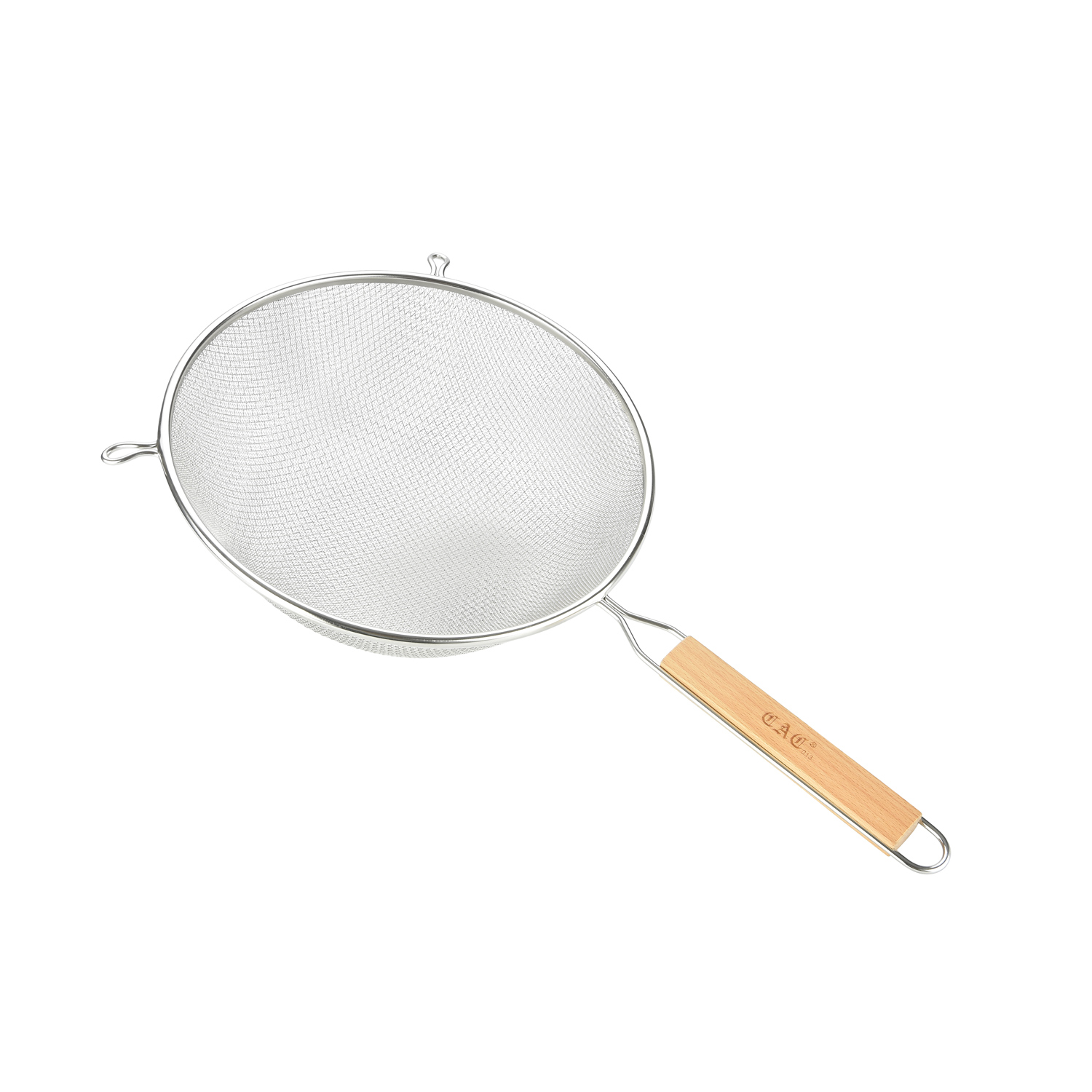 CAC China SSTR-11D Double Mesh Strainer with Wood Handle 11"