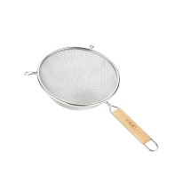 CAC China SSTR-06D Strainer Double Mesh with Wood Handle 6 1/4&quot;