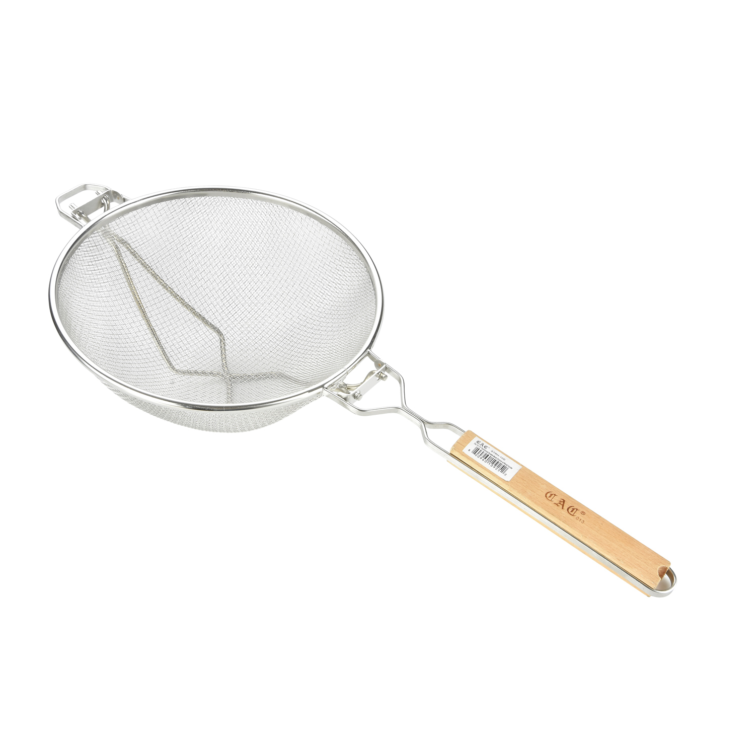 CAC China STRH-10D Double Reinforced Mesh Strainer with Wood Handle 10 1/4" Dia