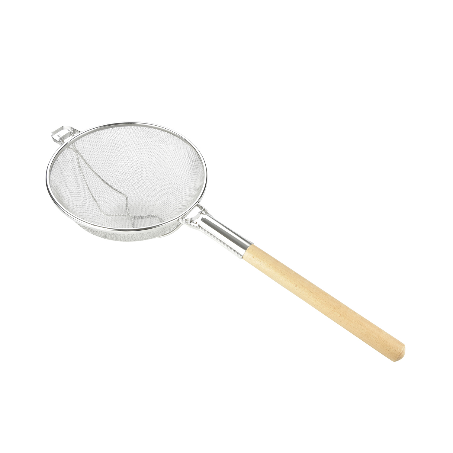 CAC China STRH-12D Double Reinforced Mesh Strainer with Wood Handle 12" Dia