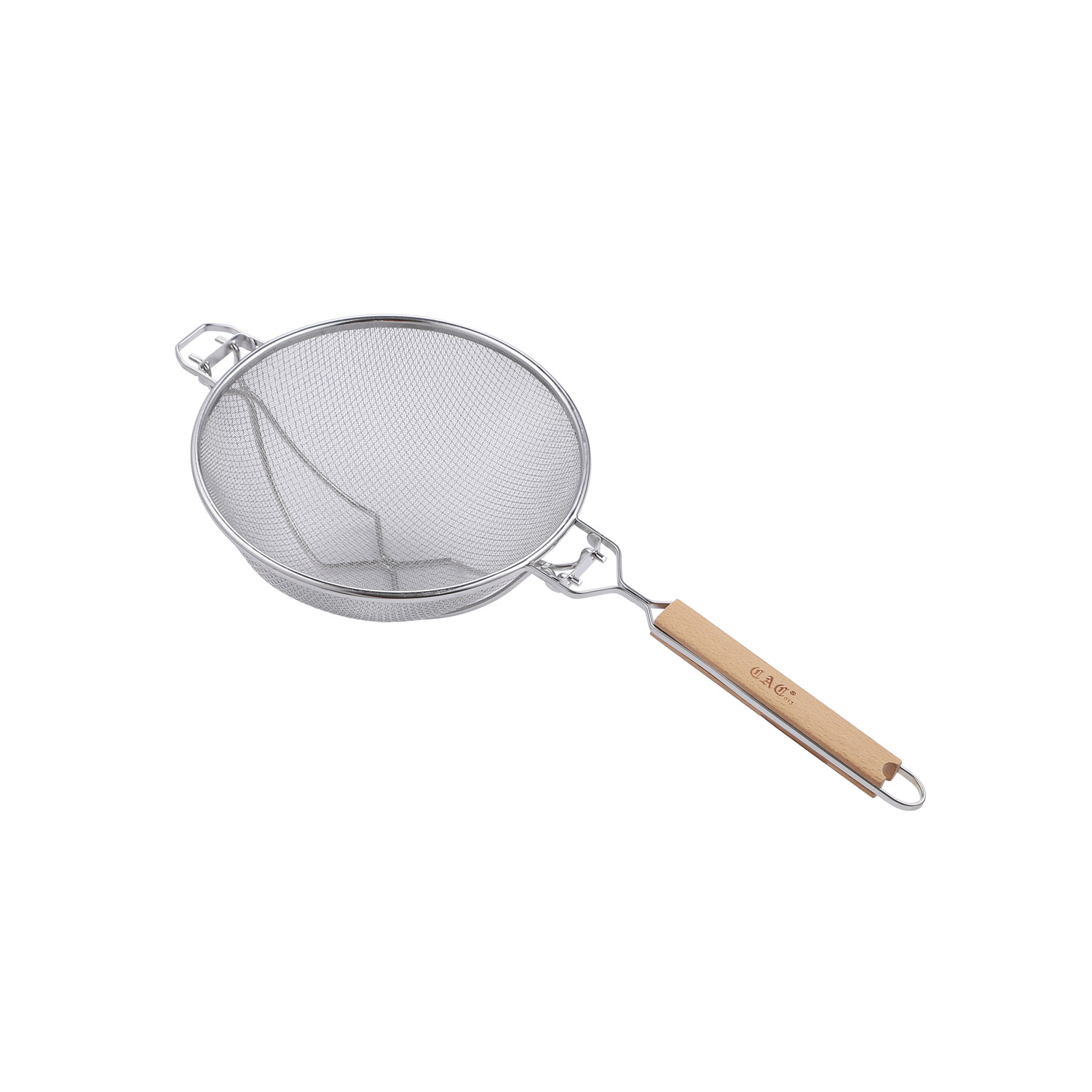 CAC China STRH-10S Single Reinforced Mesh Strainer with Wood Handle 10 1/4" Dia