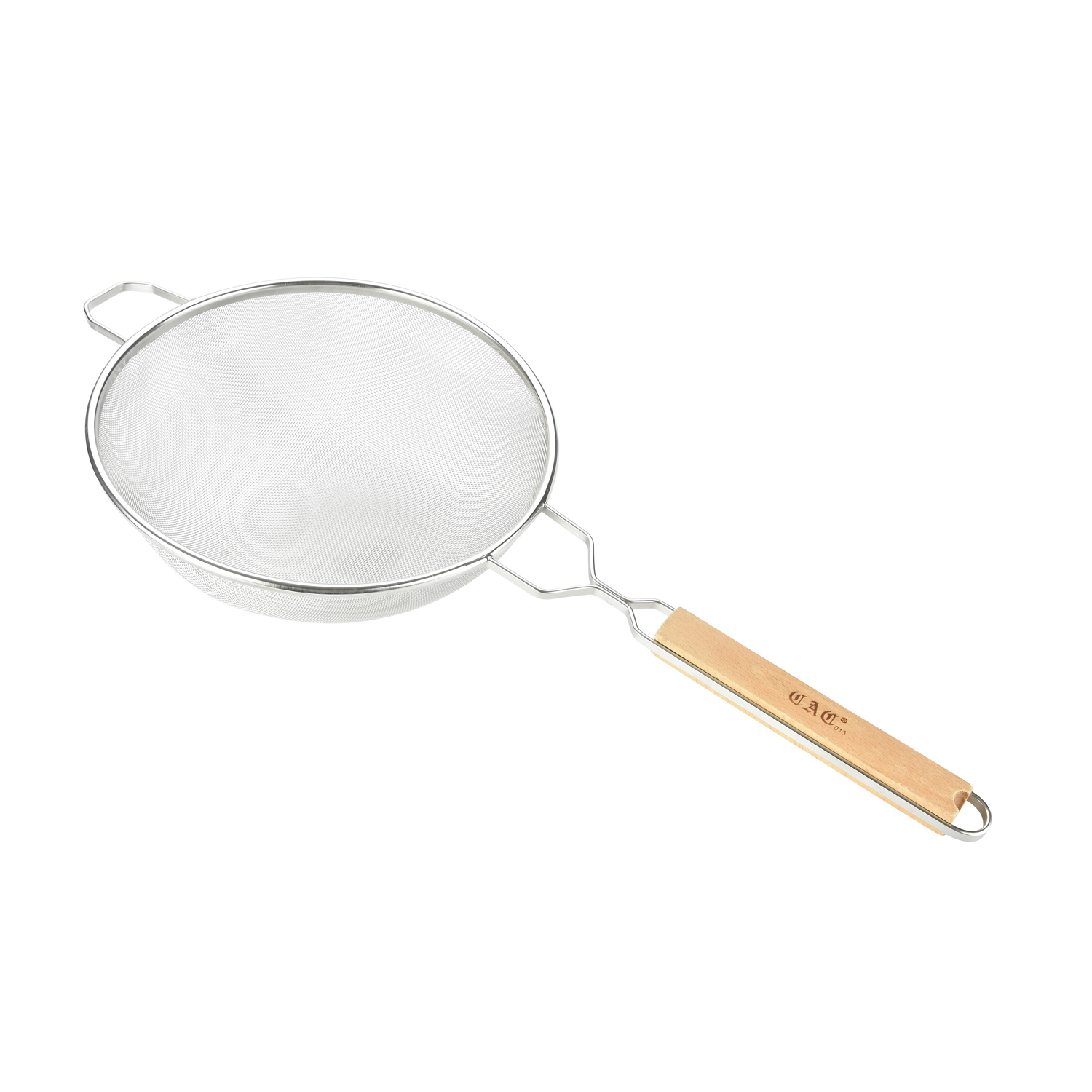 CAC China SSTR-10S Single Mesh Strainer with Wood Handle 10 1/4"