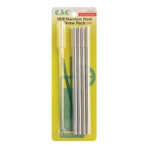 CAC China STRA-8S Straight Reusable Straw 1/4&quot; Dia x 8-1/2&quot; L, 5/Pack