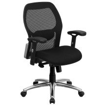Flash Furniture LF-W42-GG Mid-Back Super Mesh Office Chair with Black Fabric Seat and Knee Tilt Control