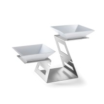 Rosseto SM221 Swan Multi-Level Riser Stainless Steel Brushed Finish Includes: 2 Porcelain Bowls- 23.4&quot; x 10.75&quot; x 14.3&quot;H