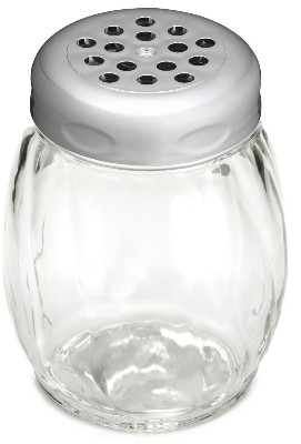 TableCraft P260CH Swirl Plastic 6 oz. Shaker with Chrome Perforated Plastic Top