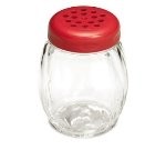 TableCraft P260RE Swirl Plastic 6 oz. Shaker with Red Perforated Plastic Top
