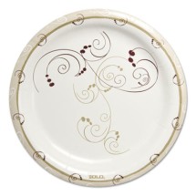 Symphony Heavyweight Paper Dinnerware, 9", Round, White/Beige/Red,125/PK, 4PK/CT
