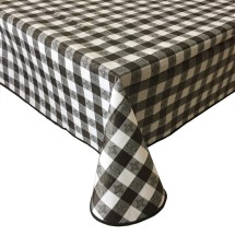 CAC China TCVG-52K Black Vinyl Table Cover with Flannel Back 52&quot; x 52&quot;