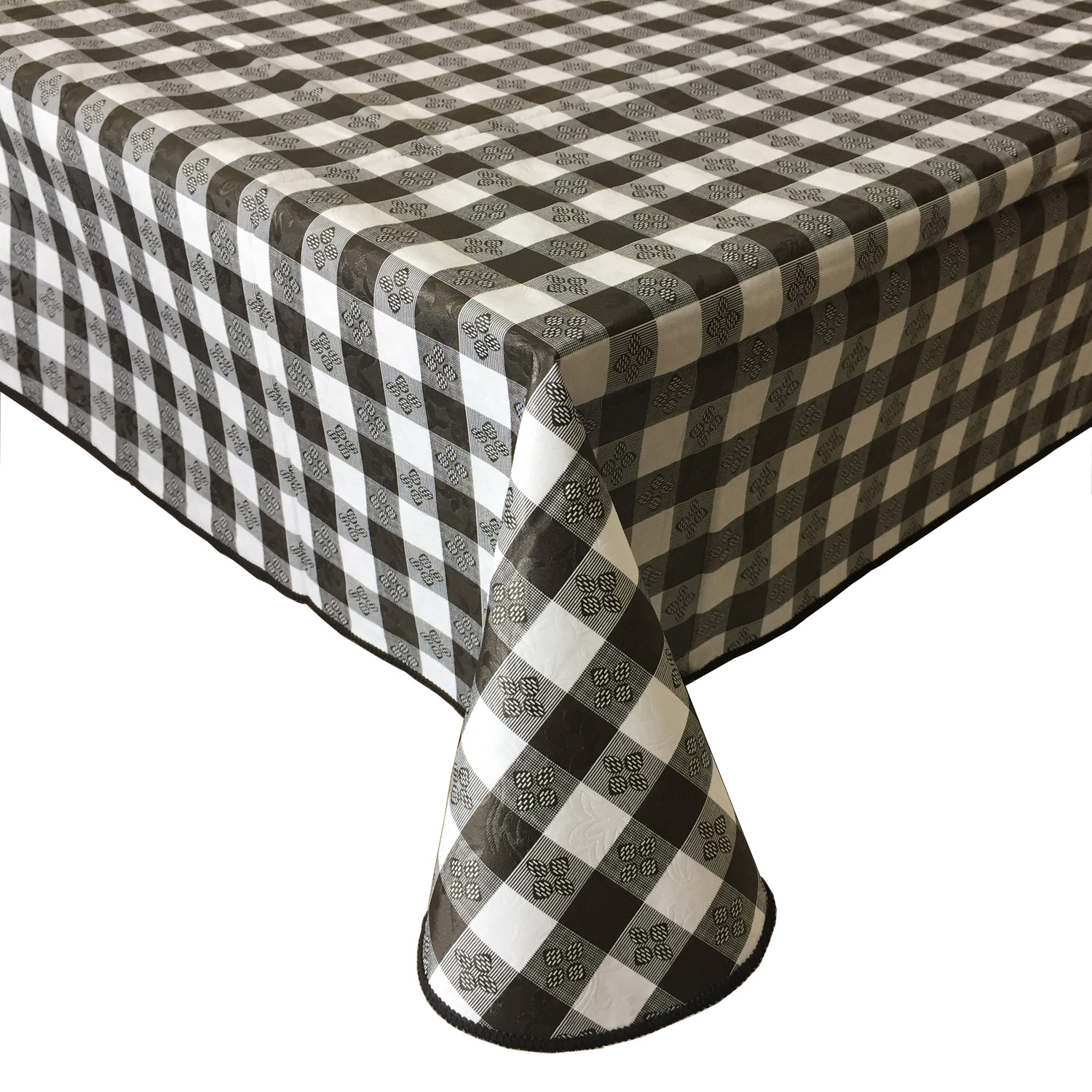 CAC China TCVG-7052K Black Vinyl Table Cover with Flannel Back 70" x 52"