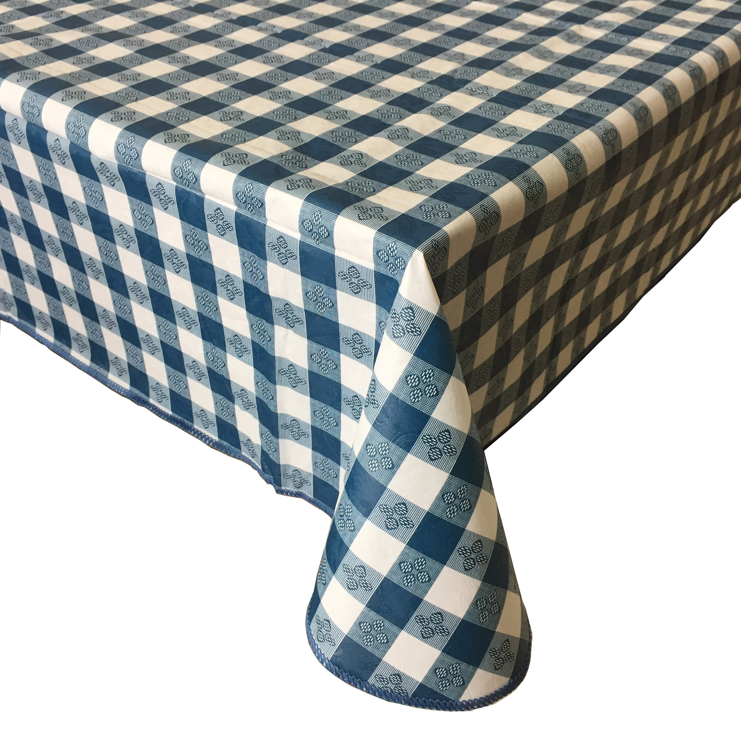 CAC China TCVG-52B Blue Vinyl Table Cover with Flannel Back 52" x 52"