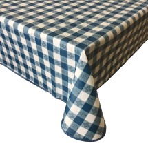 CAC China TCVG-7052B Blue Vinyl Table Cover with Flannel Back 70&quot; x 52&quot;
