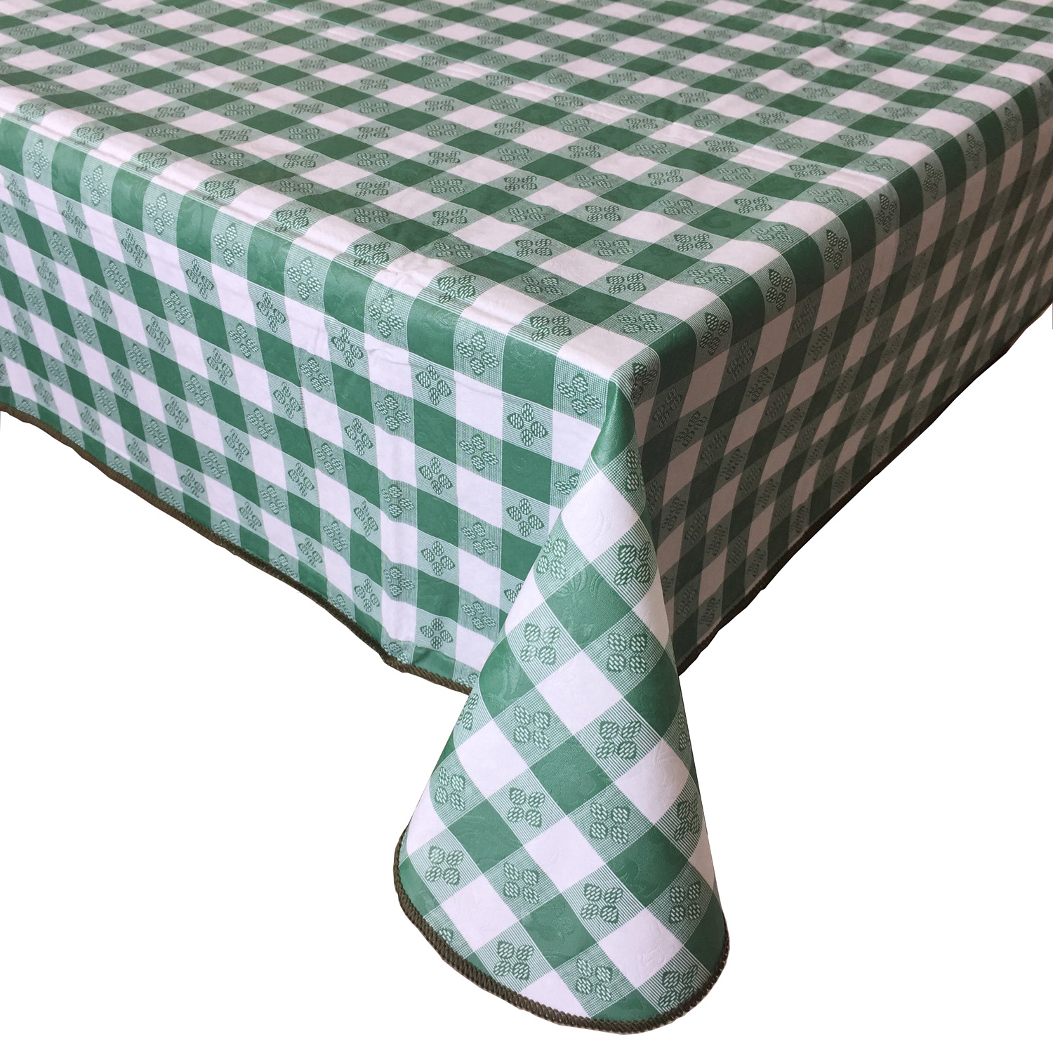 CAC China TCVG-52G Green Vinyl Table Cover with Flannel Back 52" x 52"