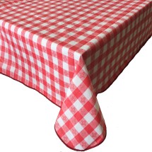 CAC China TCVG-52R Red Vinyl Table Cover with Flannel Back 52&quot; x 52&quot;