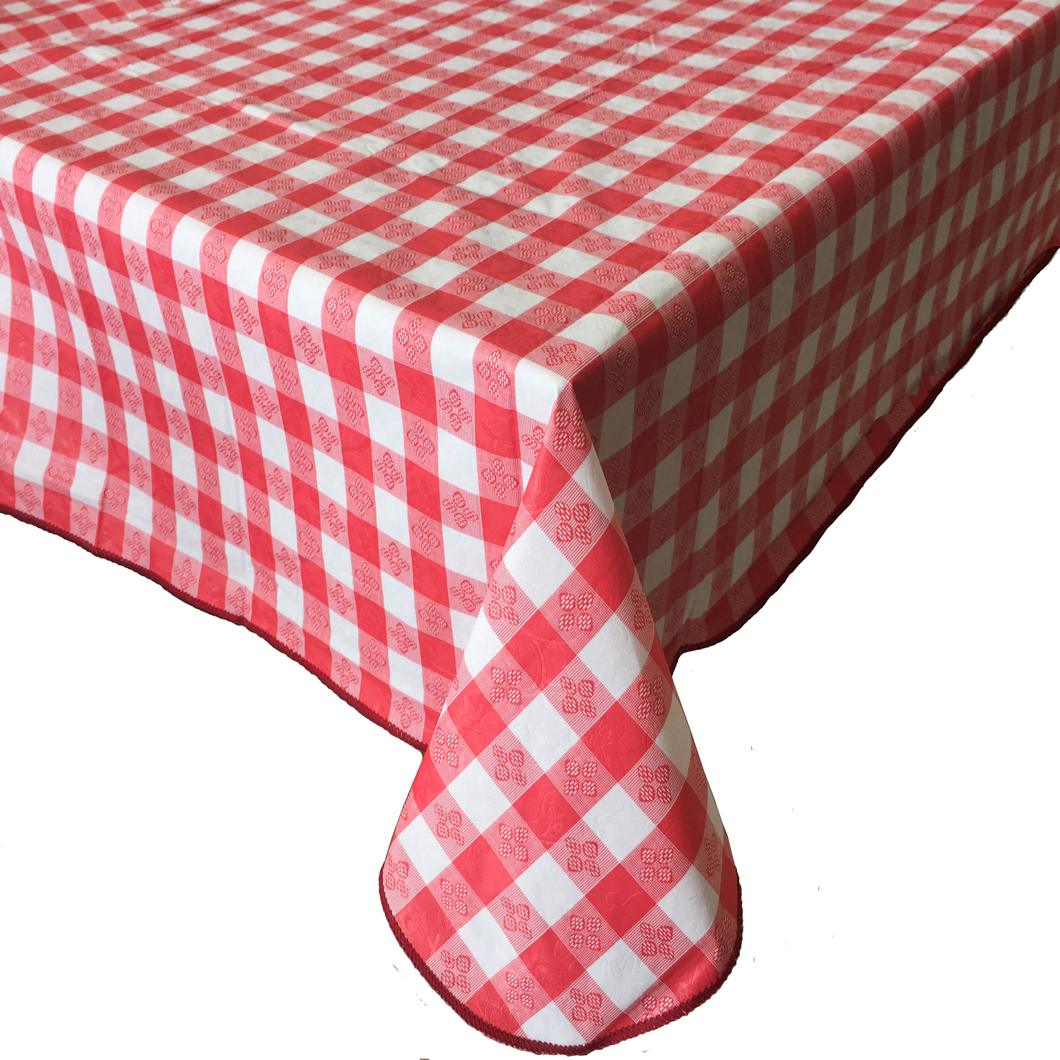CAC China TCVG-7052R Red Vinyl Table Cover with Flannel Back 70" x 52"