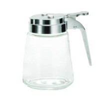 TableCraft 1371CP Modern Glass 12 oz. Syrup Dispenser with Chrome Plated ABS Top