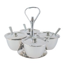 CAC China STSV-4 4-Cup Stainless Steel Condiment Server Set 9 oz./ Cup