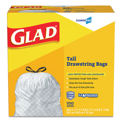 Tall Kitchen Drawstring Trash Bags, 13 gal, 0.72 mil, 24