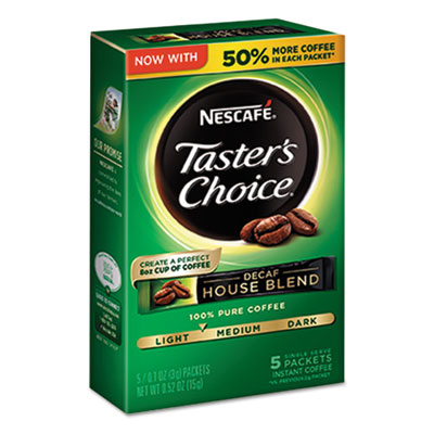 Taster's Choice Decaf House Blend Instant Coffee, 0.1 oz. Stick, 5/Box, 12 Bx/Ctn