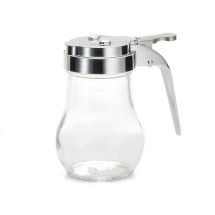 TableCraft 406CP Teardrop Glass 6 oz. Syrup Dispenser with Chrome ABS Top