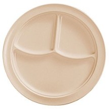 Thunder Group NS703T Nustone Tan Melamine Three-Compartment Plate 10-1/4&quot;