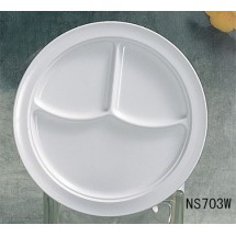 Thunder Group NS703W Nustone White Melamine Three-Compartment Plate 10-1/4&quot;