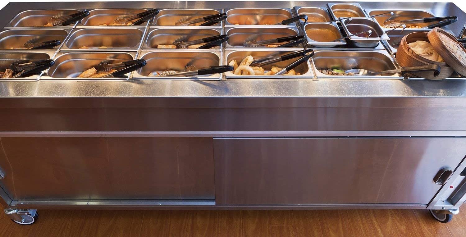 TigerChef 1/9 Size Stainless Steel Anti-Jam Steam Table Pan, 4" Deep - 6 pcs