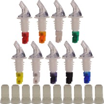 TigerChef 9-Pack Plastic Measured Liquor Pourers without Collar with Pourer Dust Covers