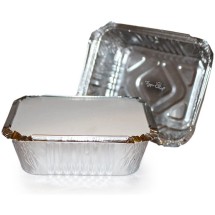 TigerChef Oblong Aluminum Foil Pan Containers with Board Lids, 5.56&quot; x 4.56&quot; x 1.63&quot; - 100 pcs