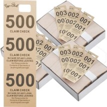 TigerChef Beige 3-Part Coat Check Tickets, 500 Box - 3 Boxes/Pack