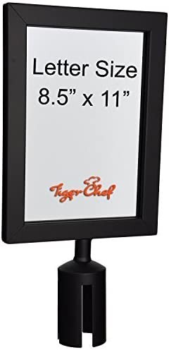 TigerChef Black Stanchion Top Sign Frame - 5 pcs
