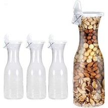 TigerChef Clear Acrylic Decanter Carafe with Lid 40 oz., 3/Pack