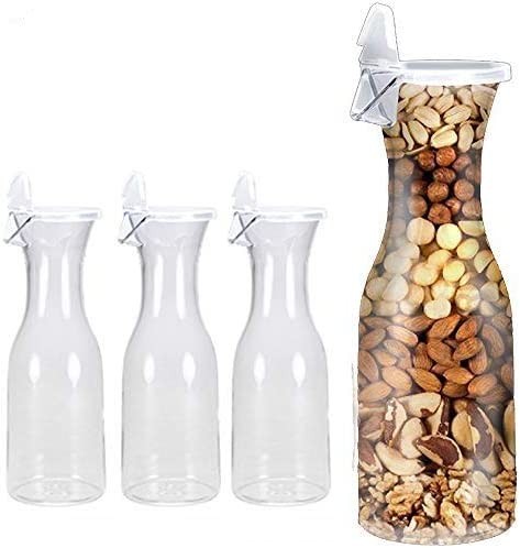 TigerChef Clear Acrylic Decanter Carafe with Lid 40 oz., 3/Pack
