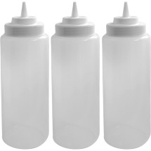 TigerChef Clear Plastic Squeeze Bottles 12 oz. - 3/Pack