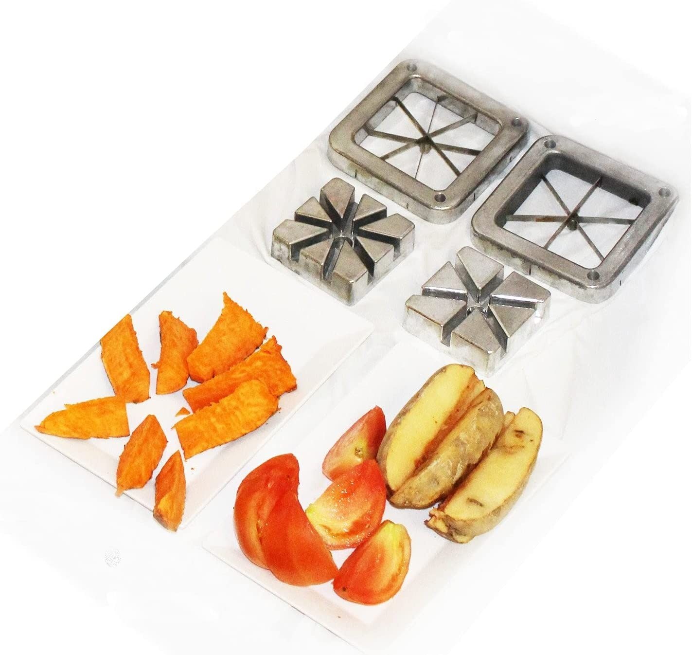 TigerChef Commercial Grade French Fry Cutter Replacement 6 & 8 Wedge Blades Set - 4 pcs