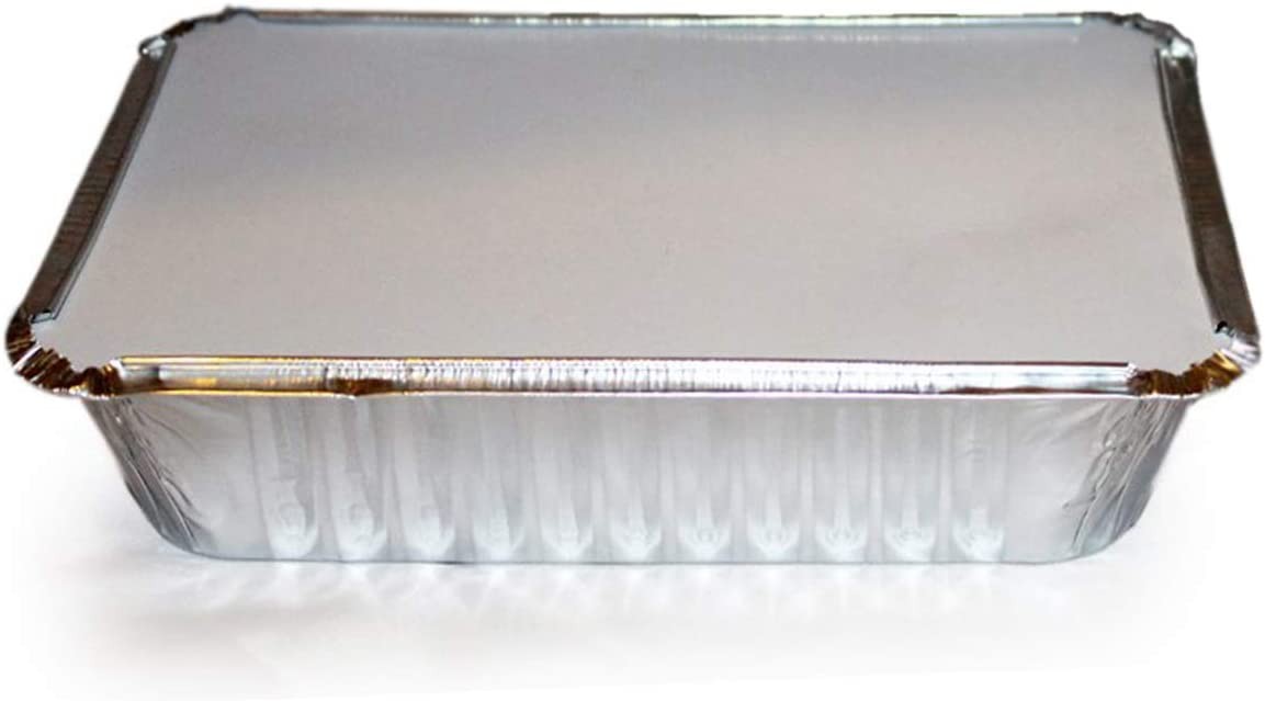 TigerChef Disposable Aluminum Foil Pans with Board Lids, 2-1/4-lb., 8.44" x 5.89' x 1.8' , 25/Pack