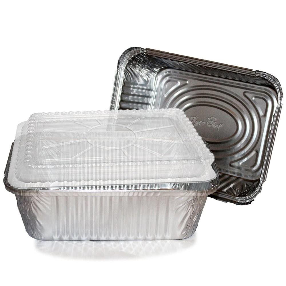 TigerChef Disposable Aluminum Foil Quarter Size Steam Table Baking Pans,  2.25 Lbs., 5.4 x 8.9 , 30/Pack