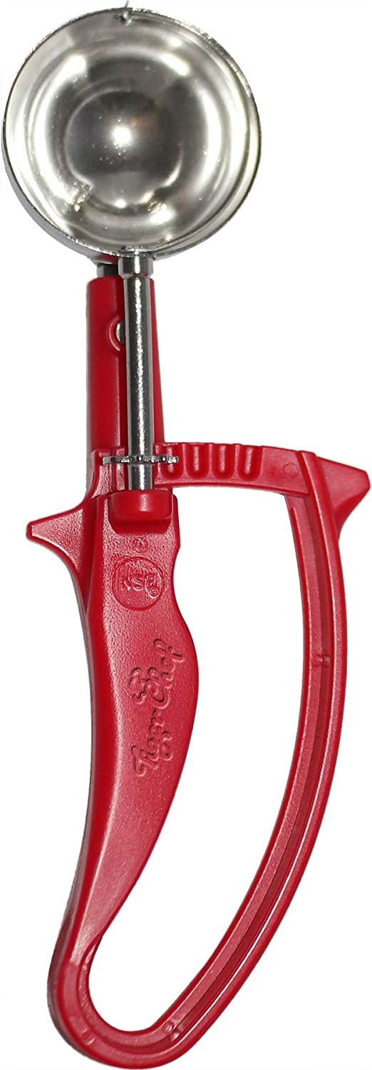 TigerChef Easy Grip Ergonomic Squeeze Handle Red Disher 1-1/3 oz.