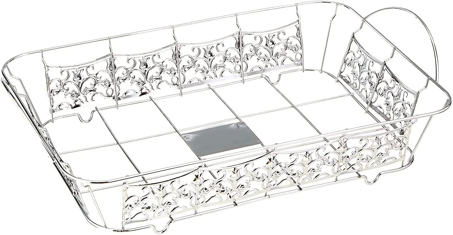 TigerChef Full Size Decorative Ornate Chrome Wire Full Size Aluminum Pan Holder, 3/Pack
