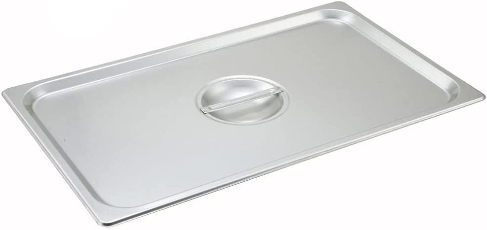 TigerChef Full Size Solid Stainless Steel Steam Table Pan Cover - 2 pcs